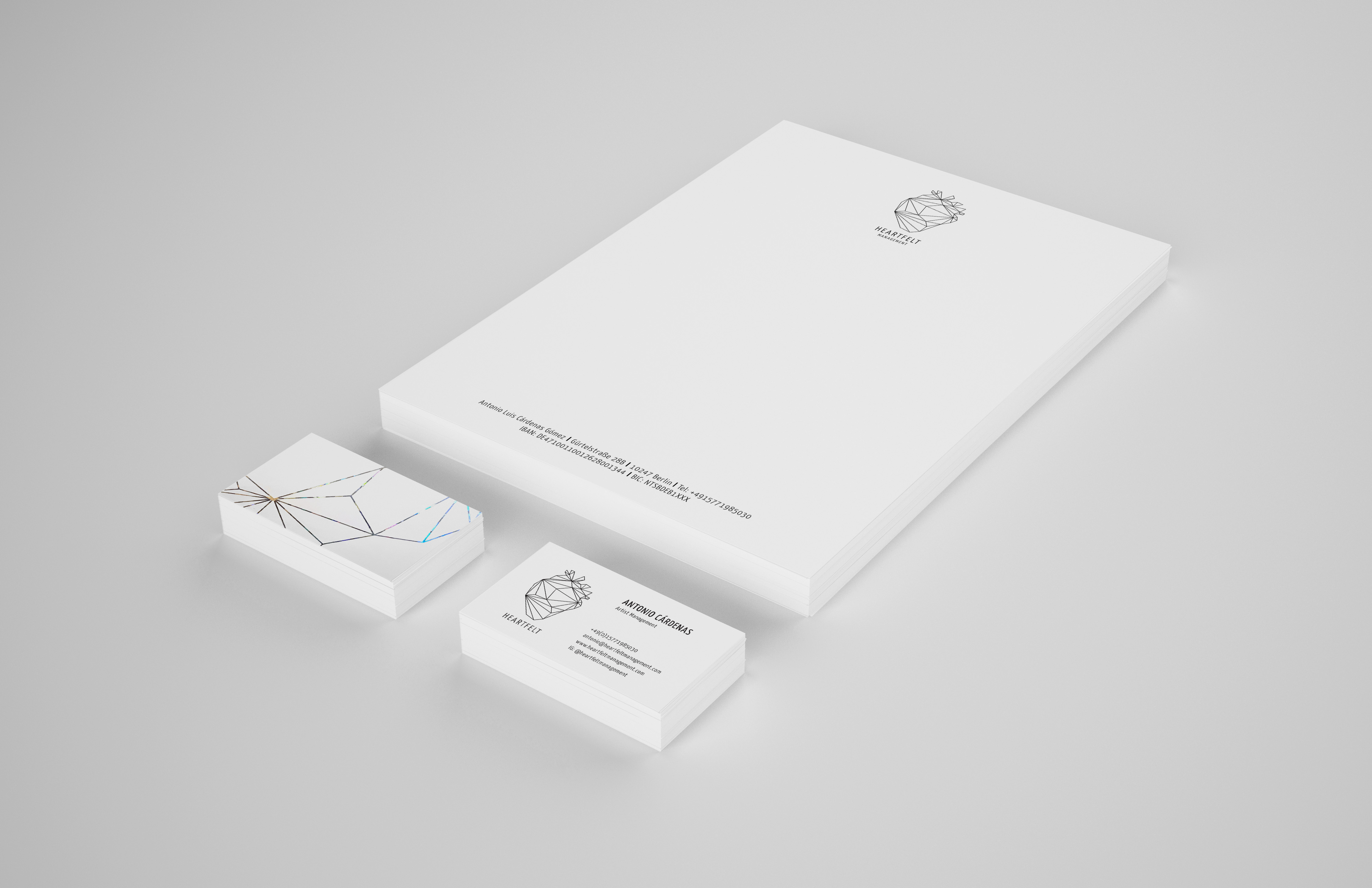 Corporate design for artist management agency Heartfelt Management by Yvonne Hartmann