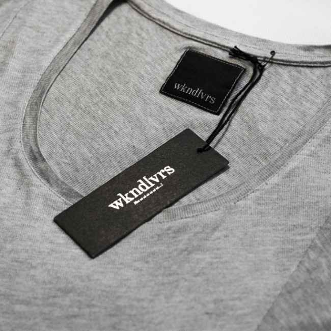 Hang tag design for Berlin-based fashion label wkndlvrs by Yvonne Hartmann