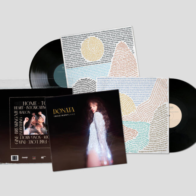Vinyl packaging for Donata's Imaginary Land album release by Yvonne Hartmann