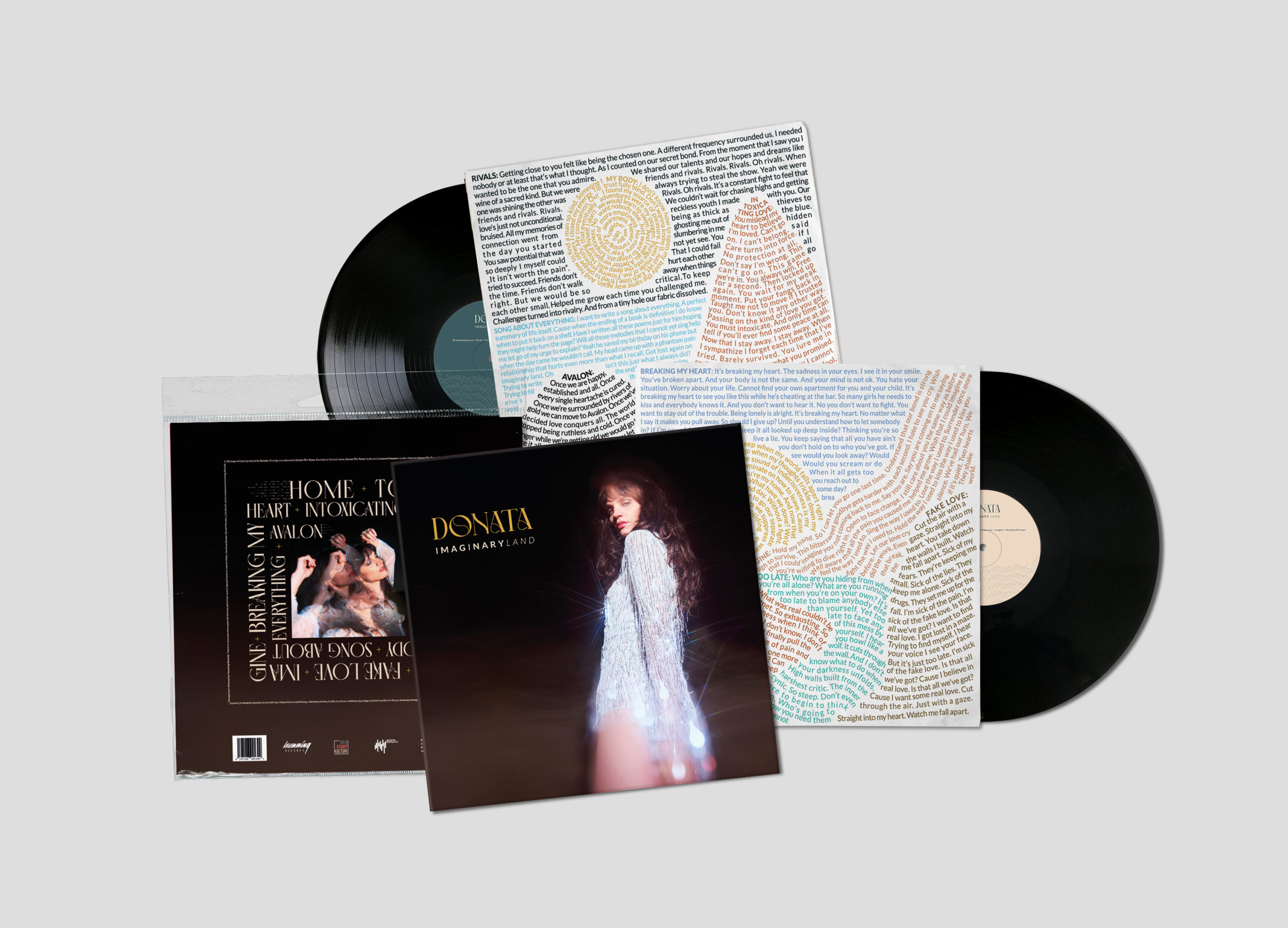 Vinyl packaging for Donata's Imaginary Land album release by Yvonne Hartmann