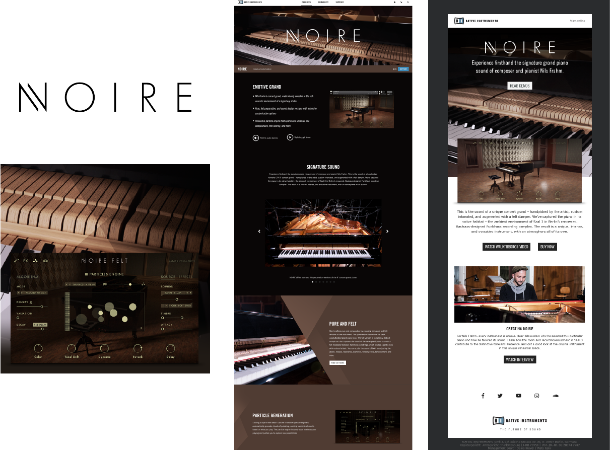 Campaign design for the Native Instruments sound library Noire by Yvonne Hartmann