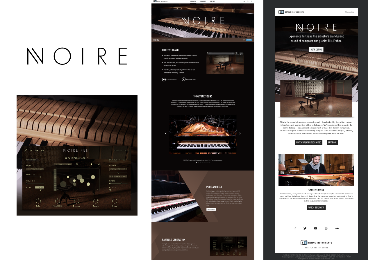 Campaign design for the Native Instruments sound library Noire by Yvonne Hartmann