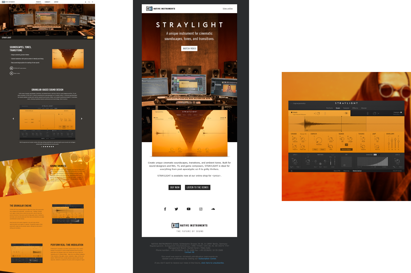 Campaign design for the Native Instruments Komplete Instrument Straylight by Yvonne Hartmann
