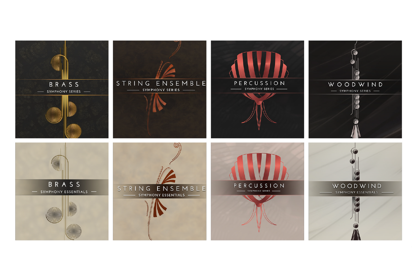 Individual product artwork designs for Native Instruments' Symphony Series Collection by Yvonne Hartmann