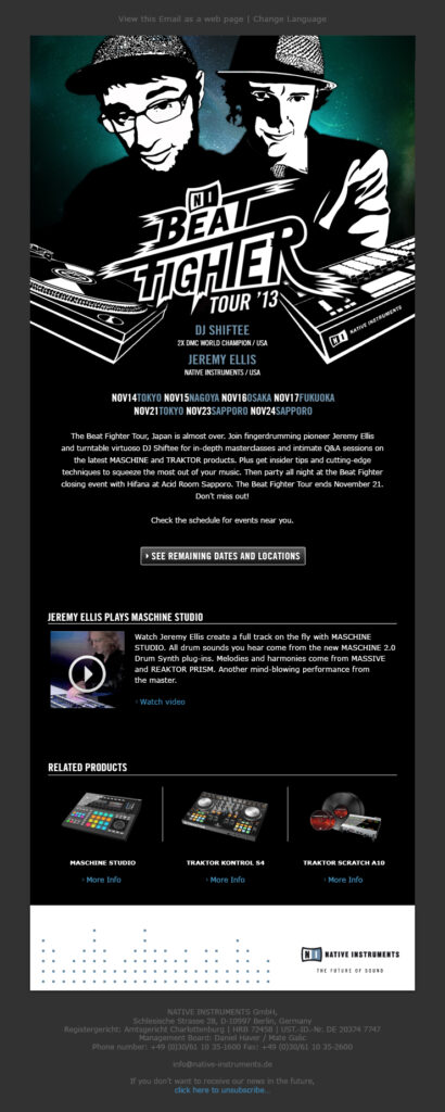 Newsletter designed for Native Instruments by Yvonne Hartmann